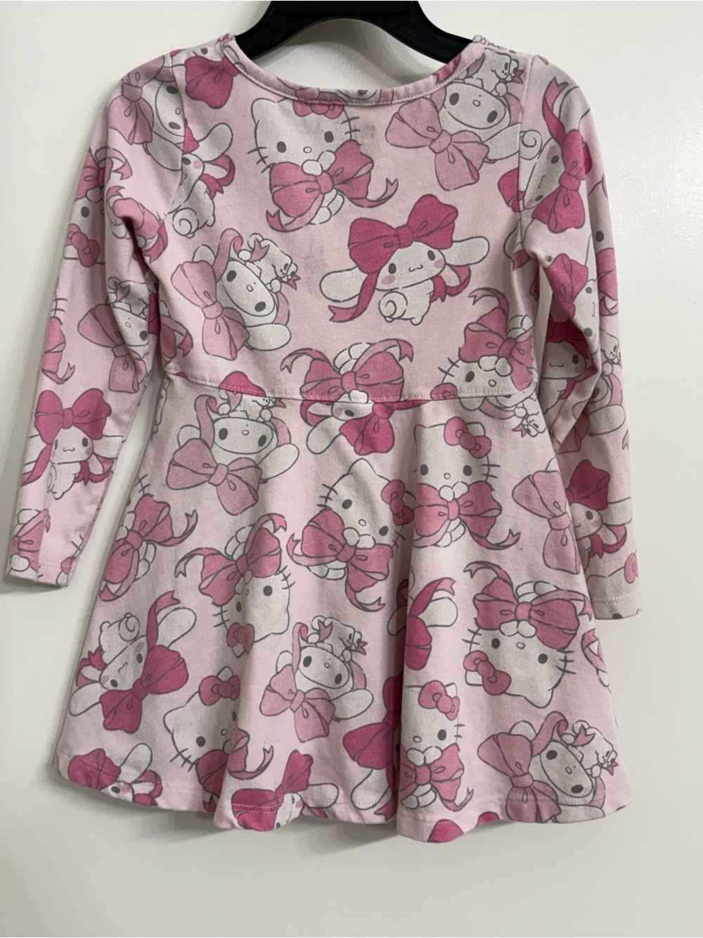 Sanrio Pink and White Hello Kitty Bow Print Long Sleeve Dress